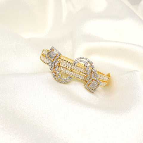 Luxury Gold Statement Bracelet with Baguette & CZ Stones