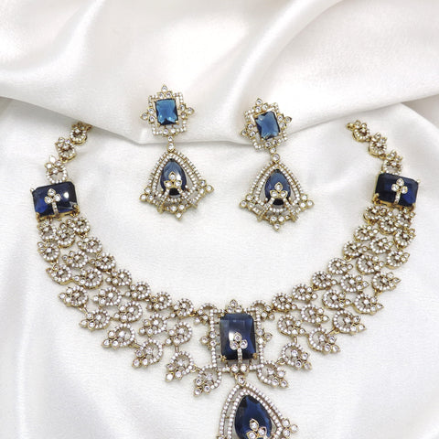 Blue CZ Floral Jewelry Set by Joyrias