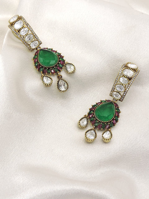 Ruby Green Moissanite Drop Earrings