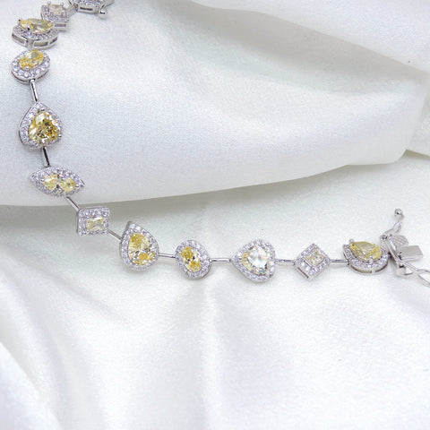 Yellow CZ multi shape tennis bracelet by Joyrias