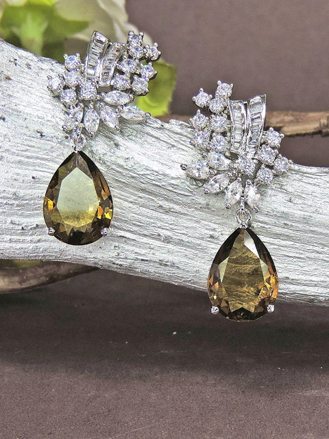 CZ earrings in champagne color – Indian cubic zirconia champagne earrings USA – Joyrias
