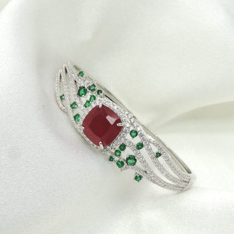 Ruby Emerald Floral CZ Bangle by Joyrias