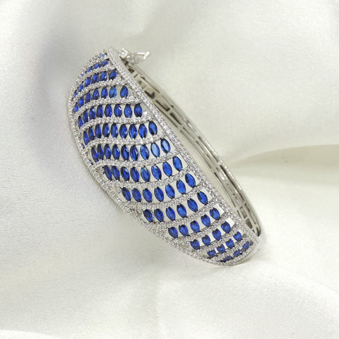 Royal blue marquise CZ wide kada bracelet by Joyrias