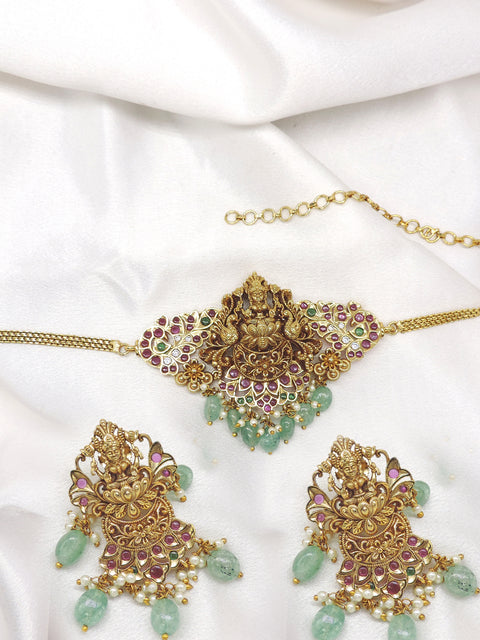 Exquisite Temple Gold-Toned Choker Necklace