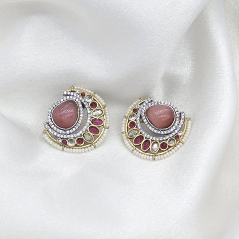 Navratan Chandbali Kundan Gold-Tone Earrings