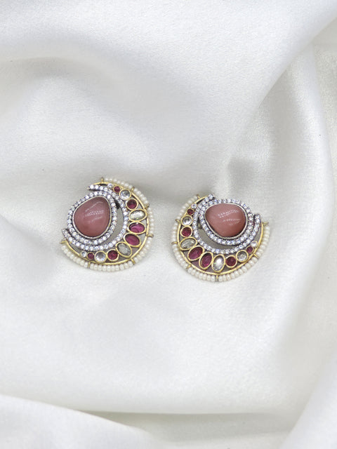 Navratan Chandbali Kundan Gold-Tone Earrings