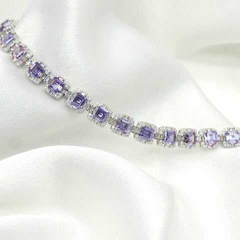 Lavender Asscher Cut CZ Tennis Bracelet by Joyrias