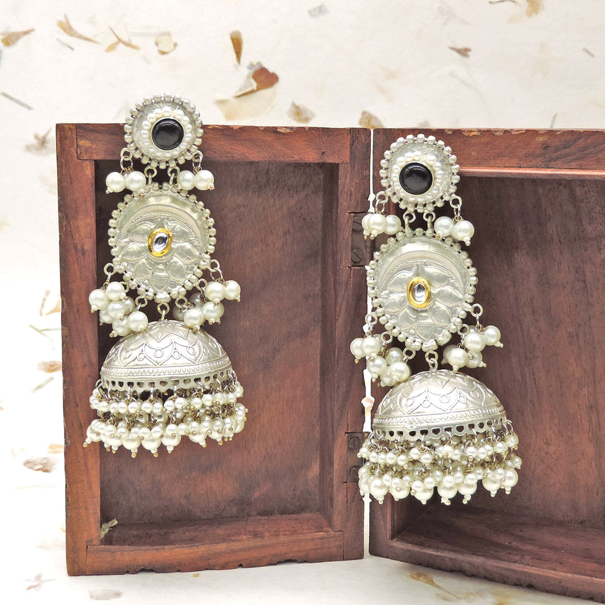 Nishtha Silver lookalike Jhumkas Image 0
