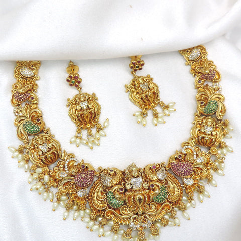 Temple Peacock Green Pink Jewelry Set by Joyrias