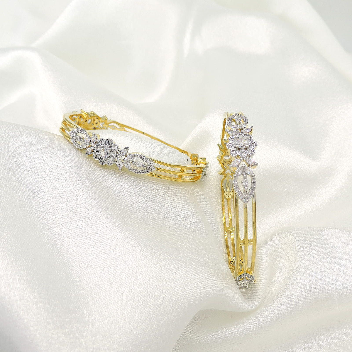 Elegant CZ Floral Bangles