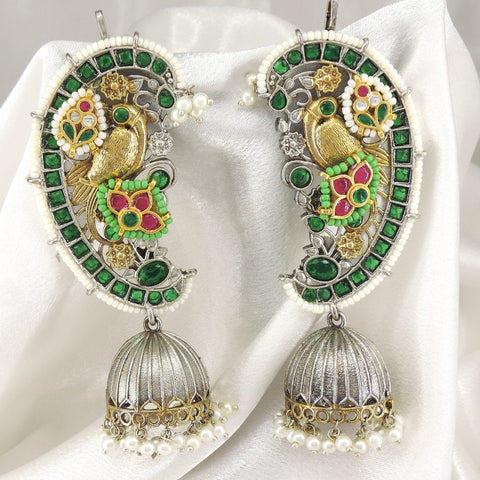 Peacock Dual Tone Cuff Jhumka by Joyrias