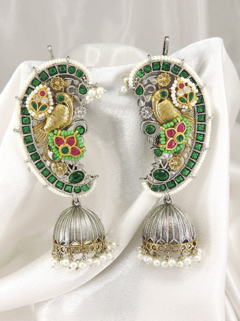 Peacock Dual Tone Cuff Jhumka by Joyrias