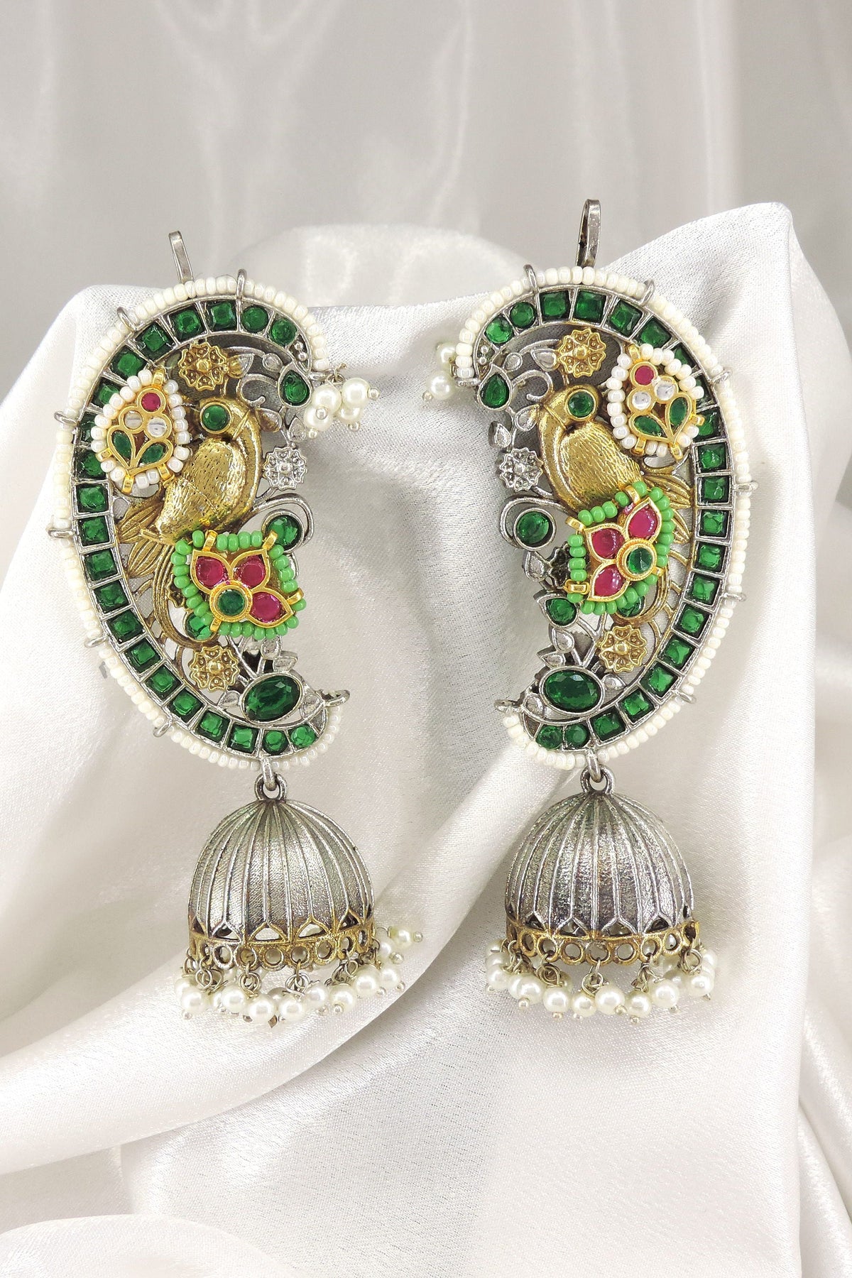 Peacock Dual Tone Cuff Jhumka by Joyrias
