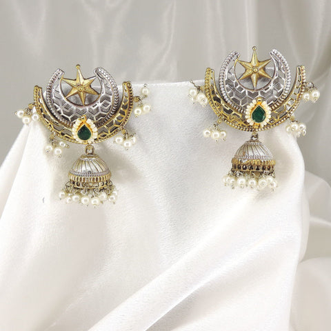Green Star Oxidized Jhumka Earrings | Joyrias