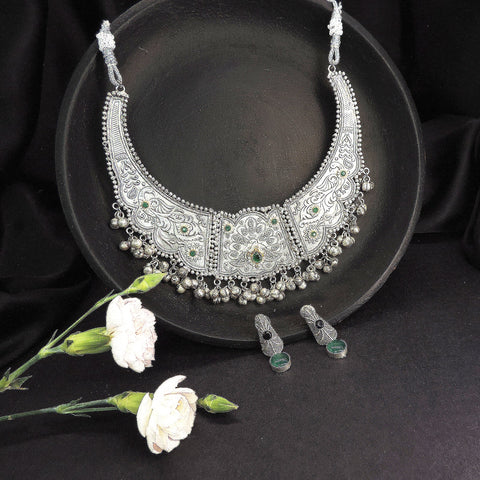 Oxidized Choker Necklace Set – Ghungroo Detailing