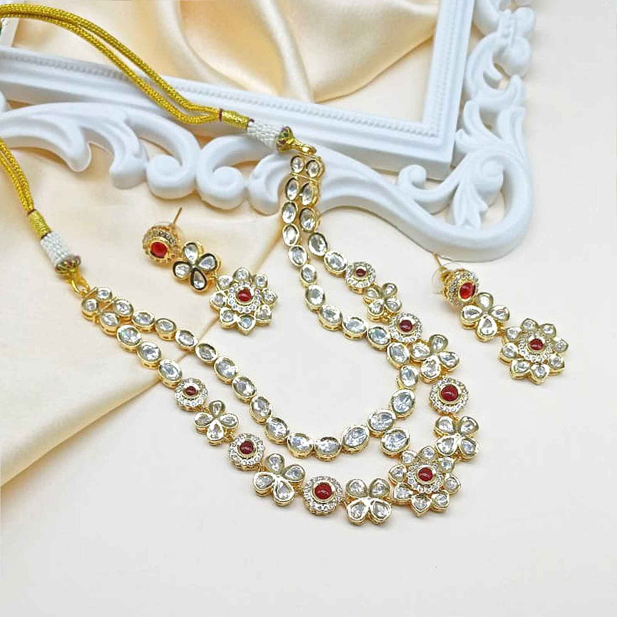 Tyani Kundan double Line Necklace Image 0