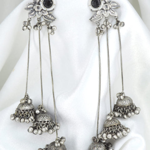 Oxidized Kashmiri Long Chain Jhumka