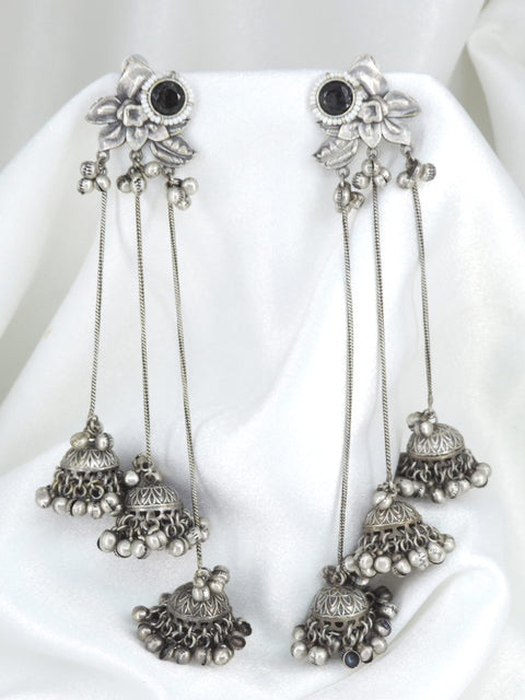 Oxidized Kashmiri Long Chain Jhumka
