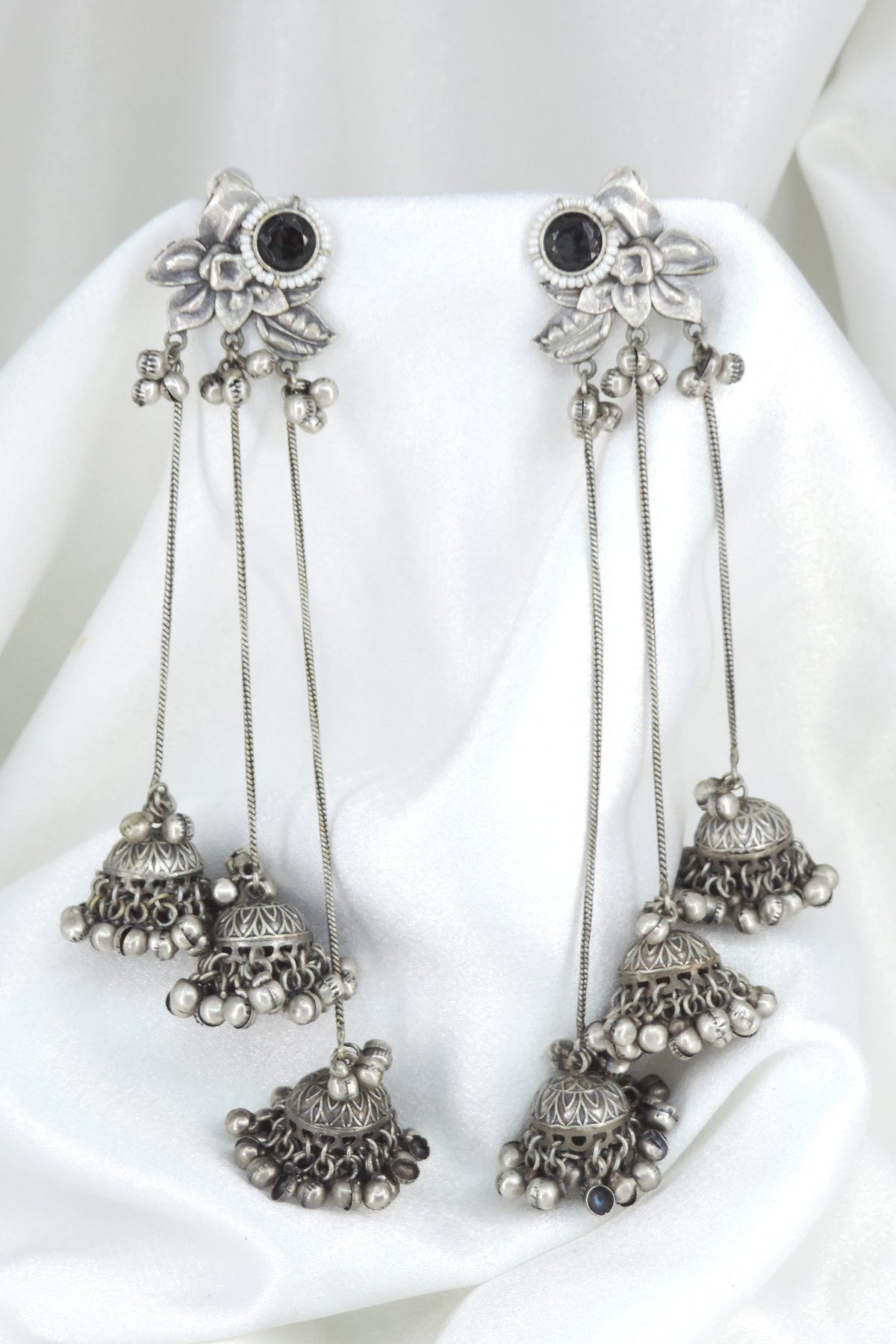 Oxidized Kashmiri Long Chain Jhumka