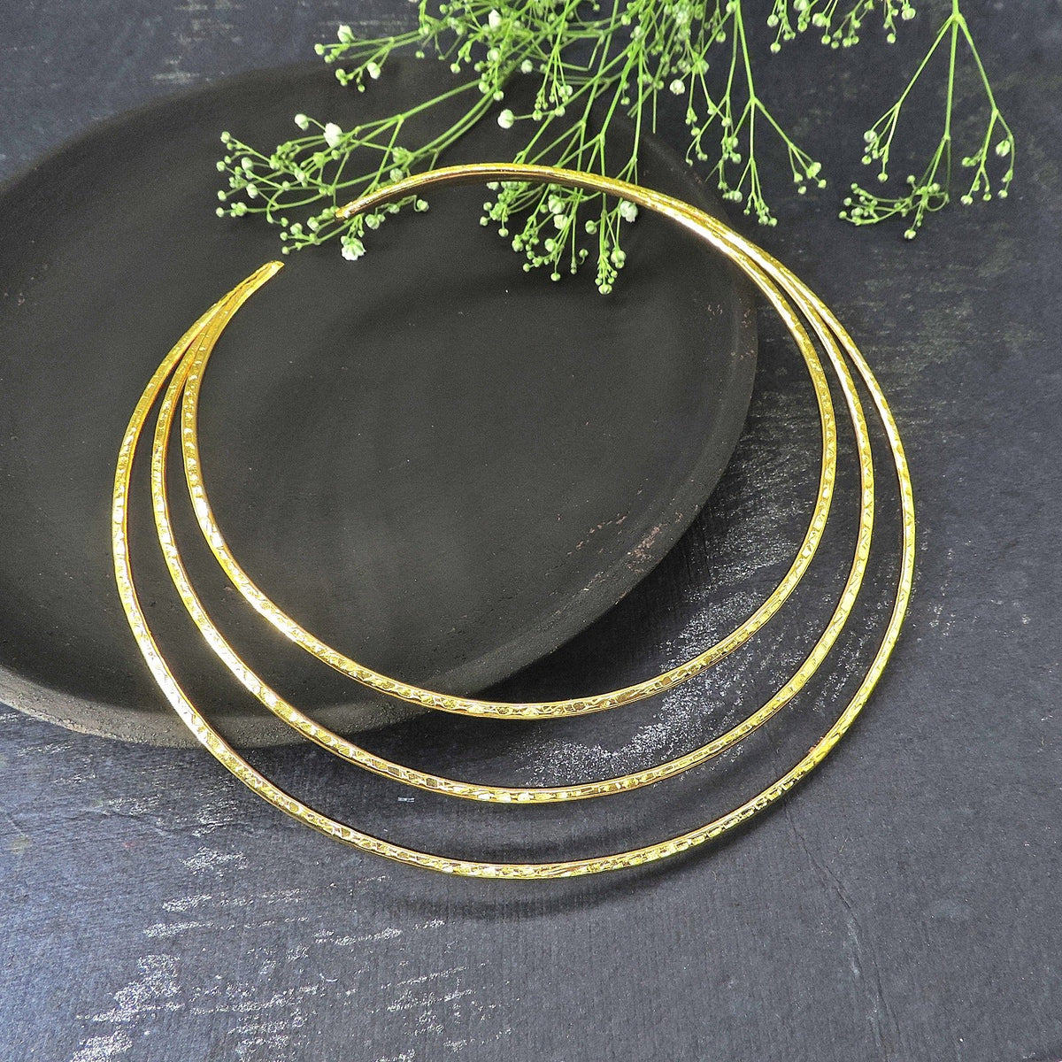 3 layer brass golden choker necklace – Indian layered gold choker for weddings USA – Joyrias