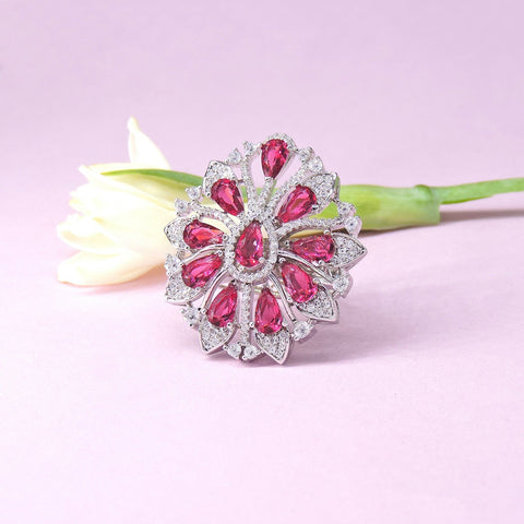 Silver plated AD ring – Indian American diamond silver ring for women USA – Joyrias