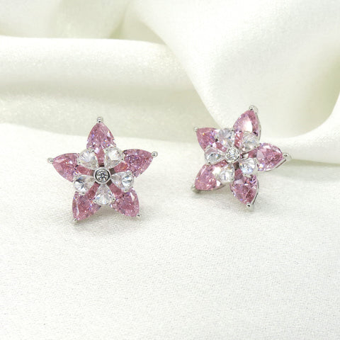 Pink Floral Stud Earrings by Joyrias