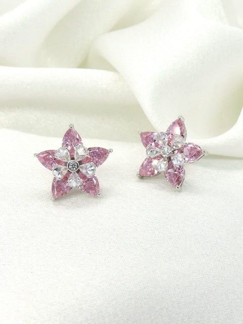 Pink Floral Stud Earrings by Joyrias