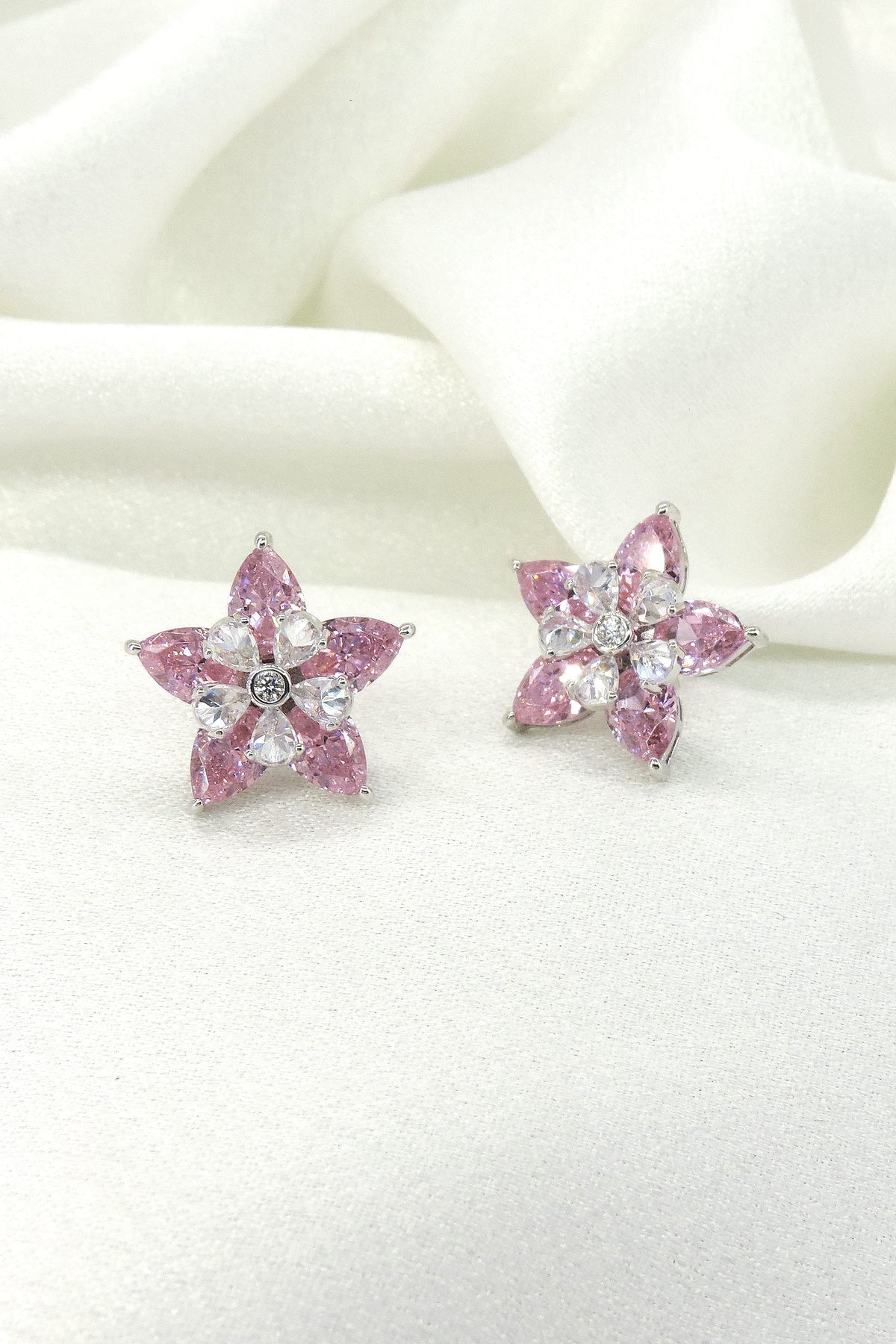Pink Floral Stud Earrings by Joyrias