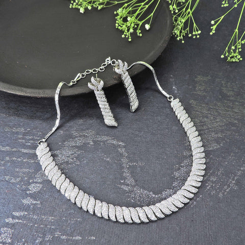 Flexible AD necklace set – Indian adjustable American diamond necklace USA – Joyrias
