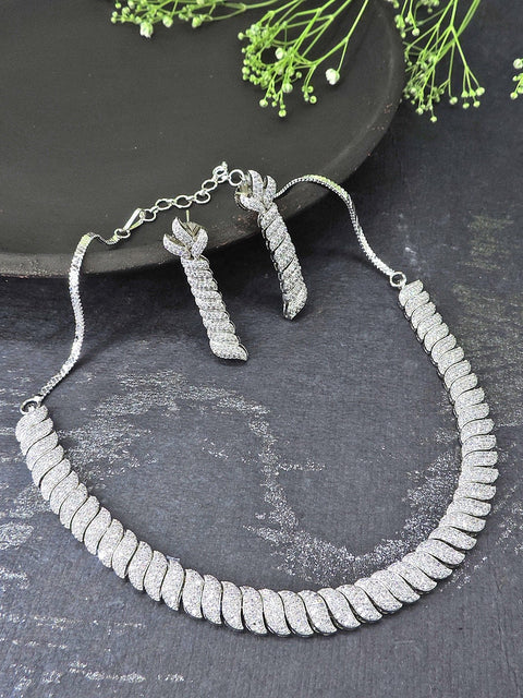 Flexible AD necklace set – Indian adjustable American diamond necklace USA – Joyrias