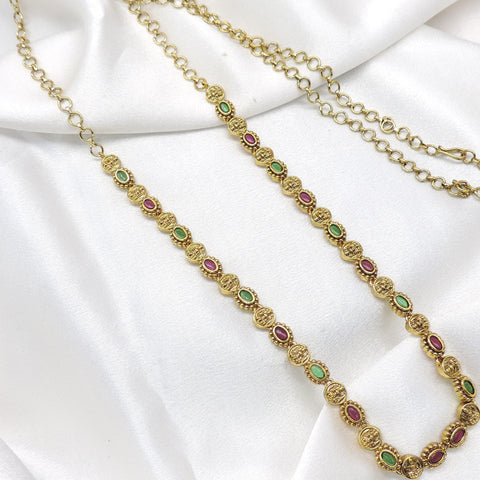 Green Pink Gold Bead Necklace by Joyrias