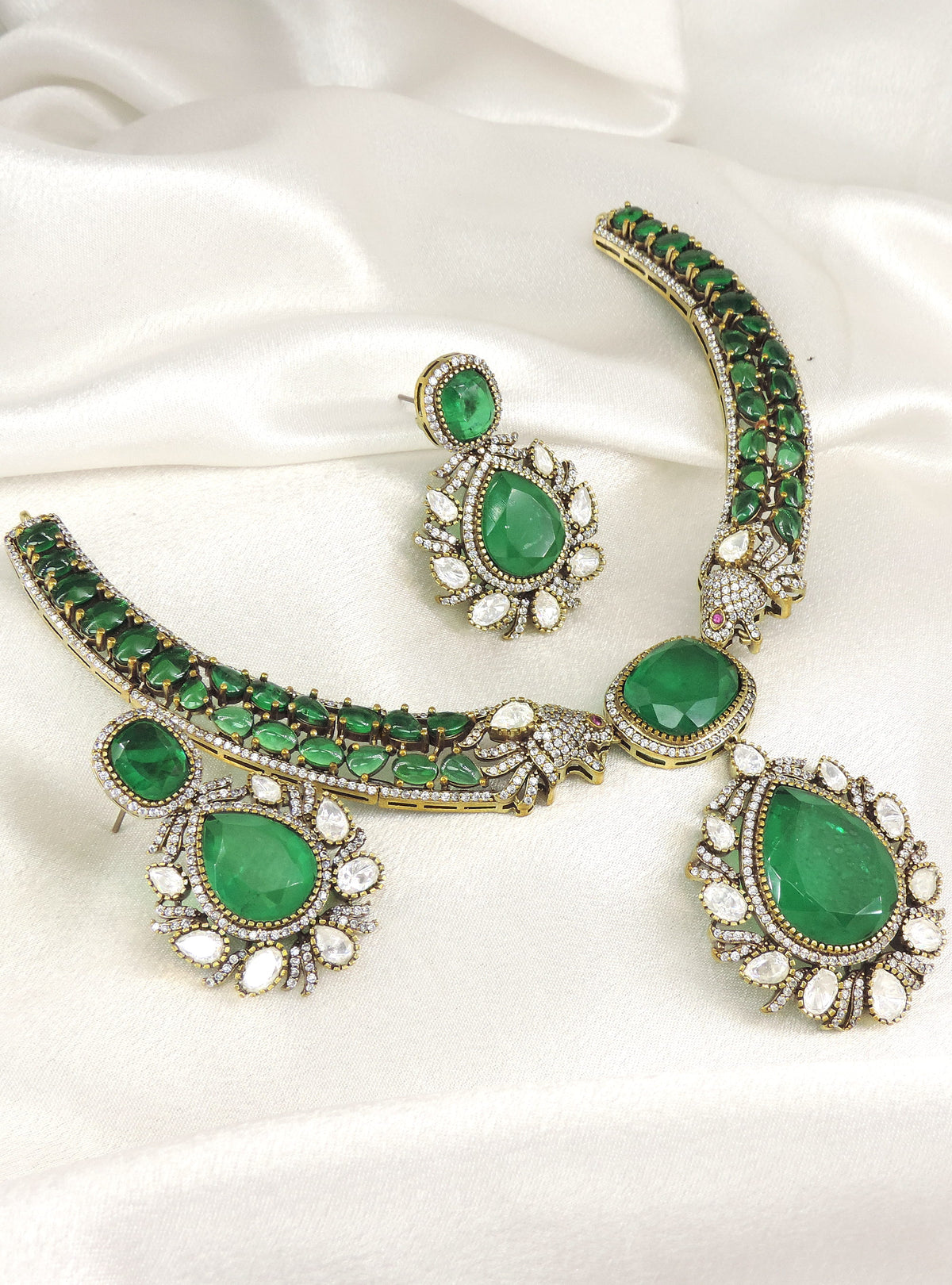 Ruby Emerald Moissanite Necklace set