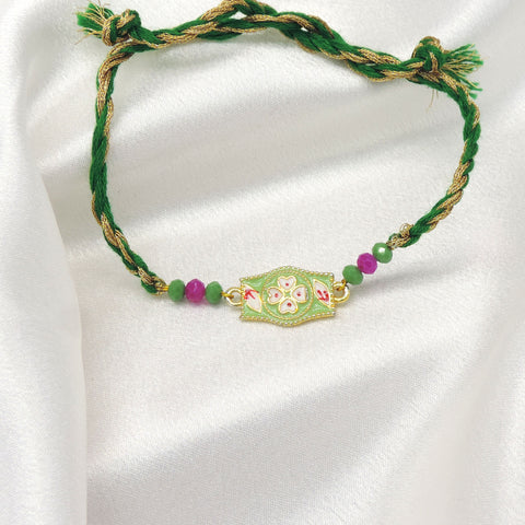 Mint Meenakari Bhaiya Rakhi by Joyrias