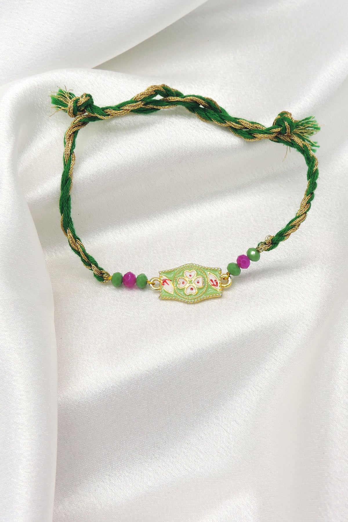 Mint Meenakari Bhaiya Rakhi by Joyrias