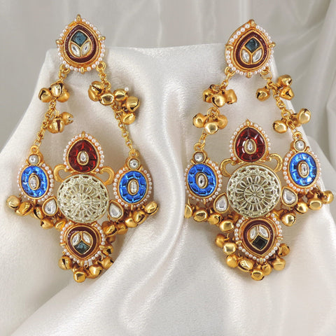 Multicolor Kashmiri Ghungroo Chandbali Earrings | Joyrias