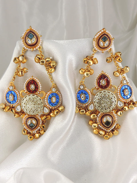 Multicolor Kashmiri Ghungroo Chandbali Earrings | Joyrias