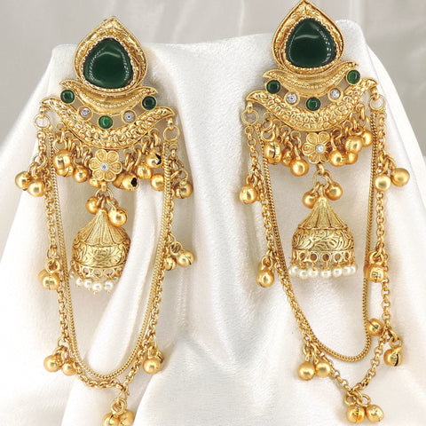 Kashmiri Ruby Gold Jhumka Earrings