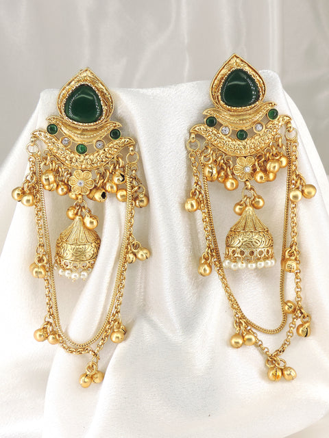 Kashmiri Ruby Gold Jhumka Earrings