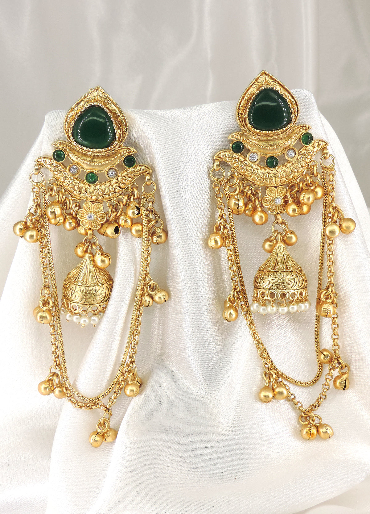 Kashmiri Ruby Gold Jhumka Earrings