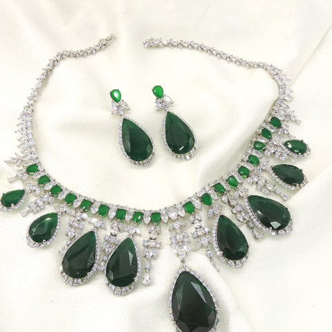 Emerald Regalia Necklace Set by Joyrias