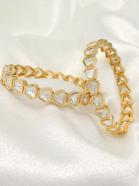 Minimal Polki Gold Bangles with Geometric Design