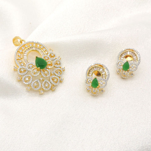 Emerald Green CZ Pendant Set