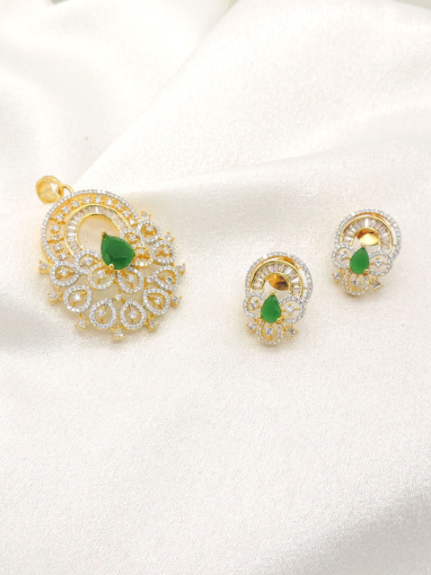 Emerald Green CZ Pendant Set