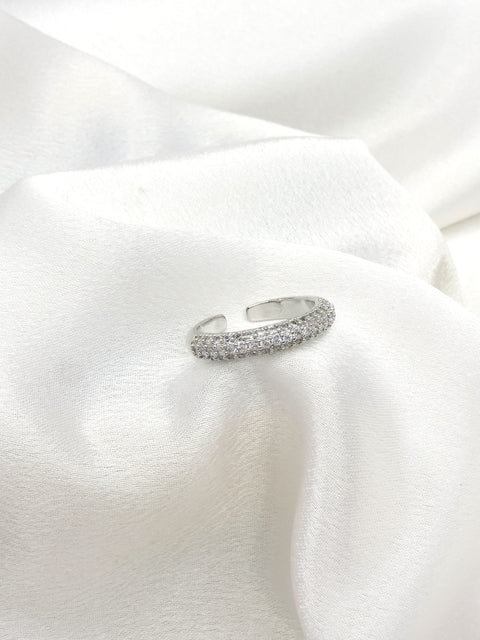 Silver Pav Open Ring by Joyrias
