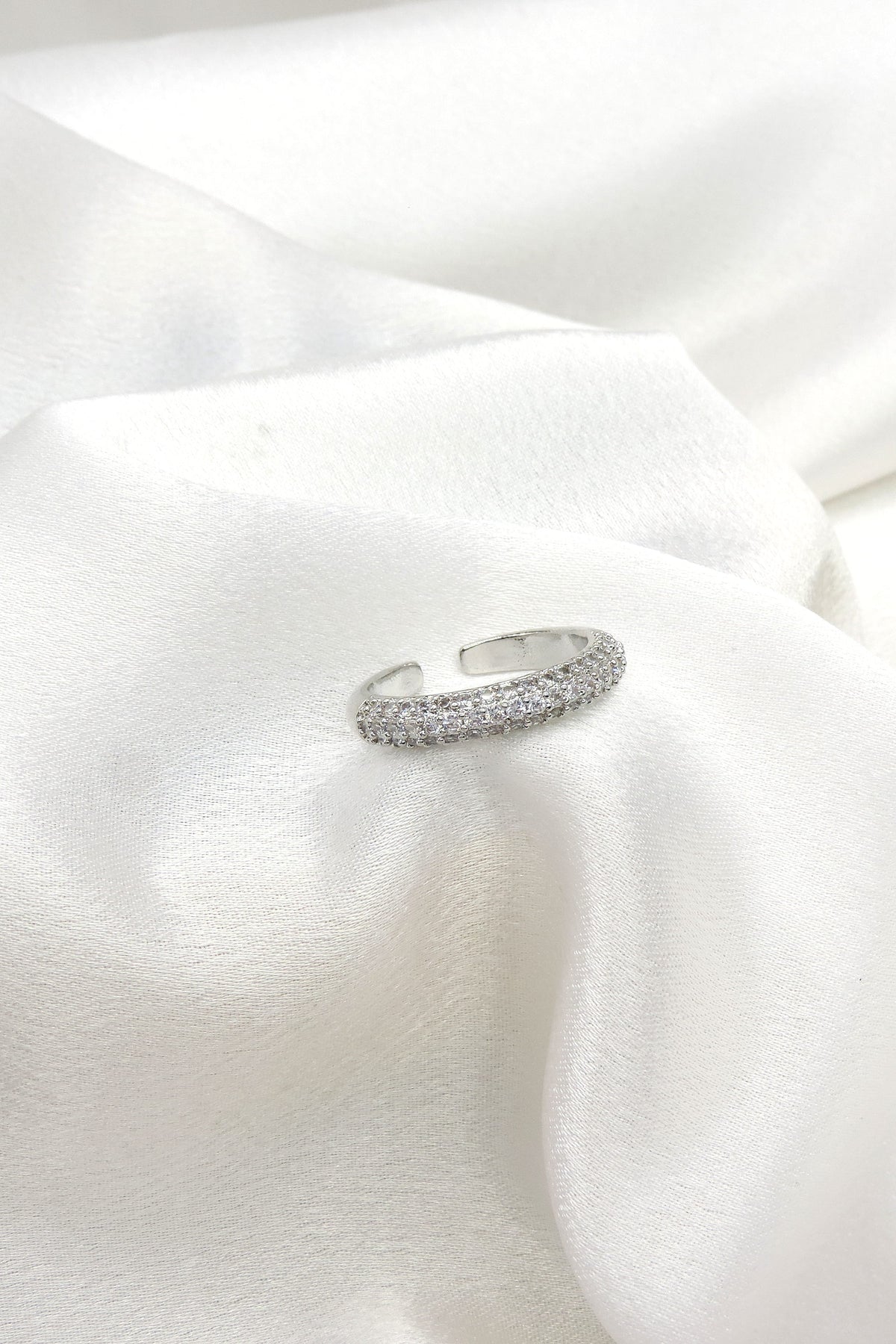 Silver Pav Open Ring by Joyrias
