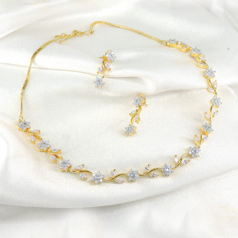 Floral AD Necklace Set with Earrings by Joyrias