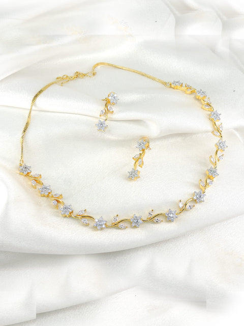 Floral AD Necklace Set with Earrings by Joyrias