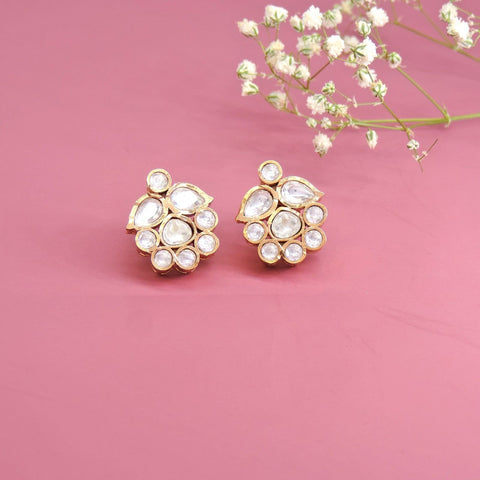 Kundan floral stud earrings – Indian Kundan floral studs for weddings USA – Joyrias