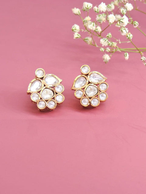 Kundan floral stud earrings – Indian Kundan floral studs for weddings USA – Joyrias