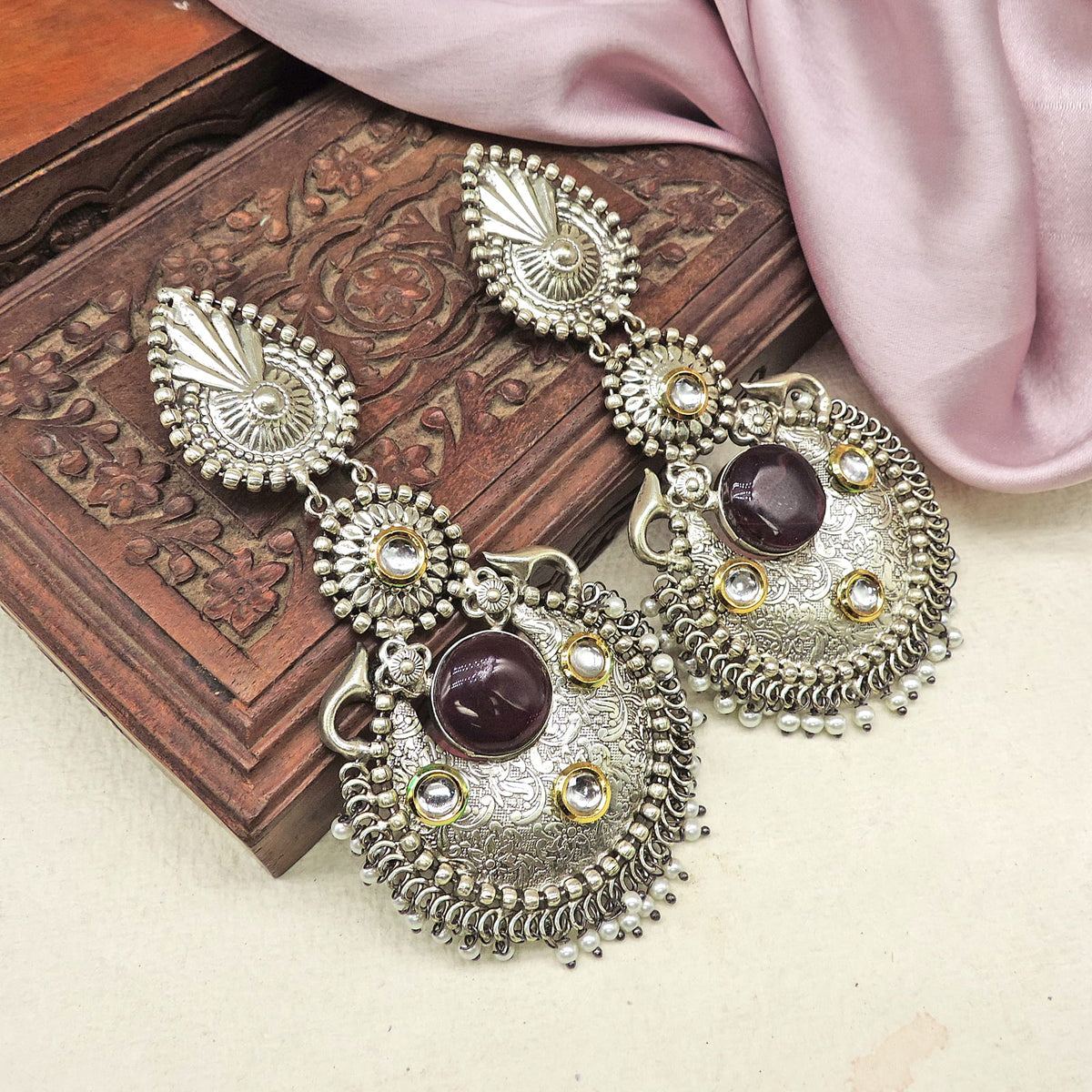 Silver Plated Sea Green Earrings